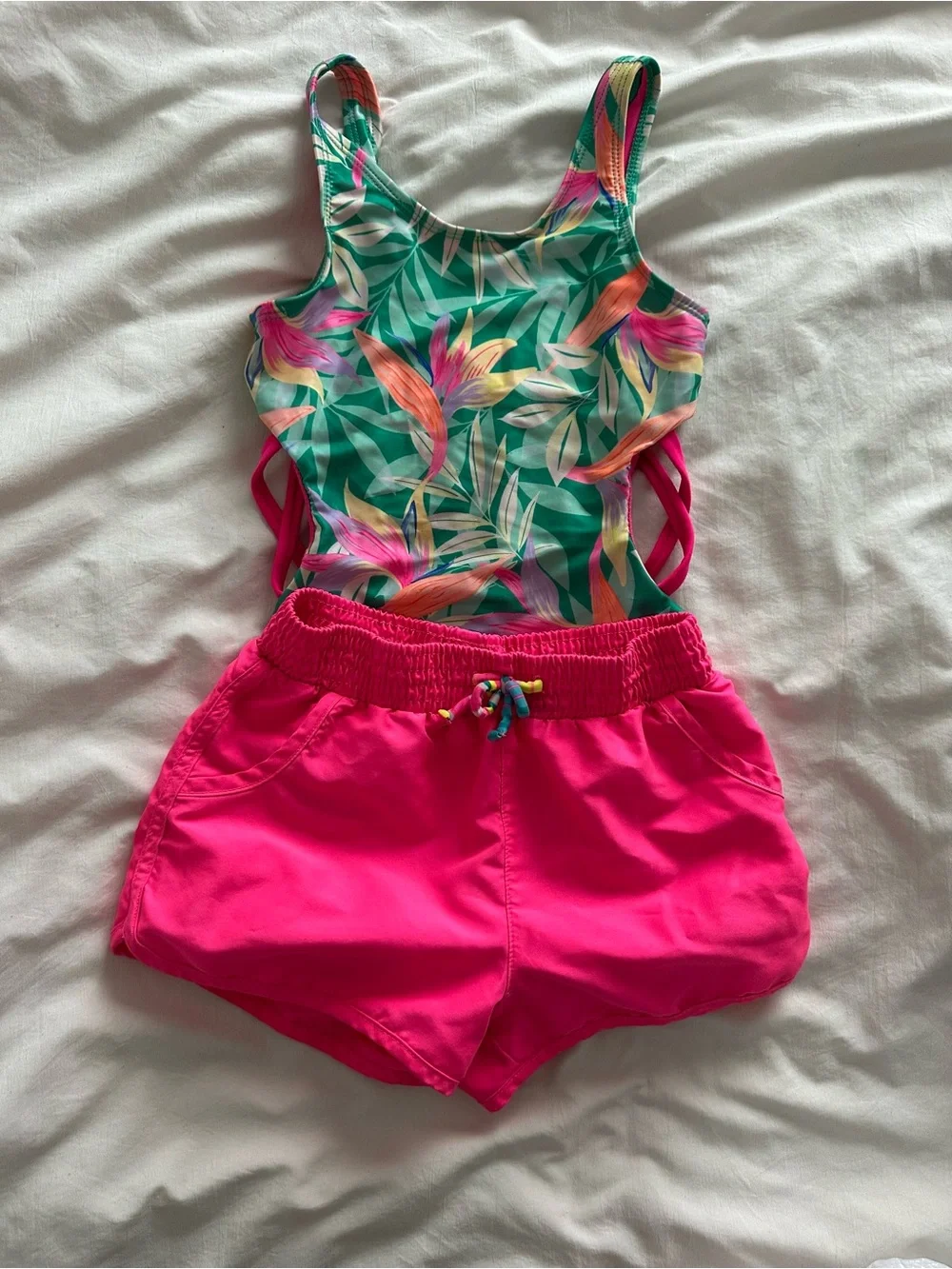 Cat & Jack Bright Pink Girls Swim Trunks